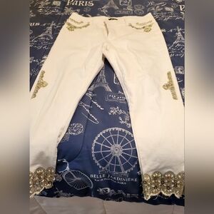 White Jeans with Silver Embellishments.